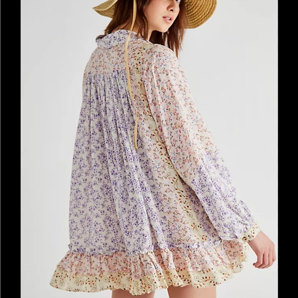 Free People Lost In You Patchwork Tunic Mini Dress